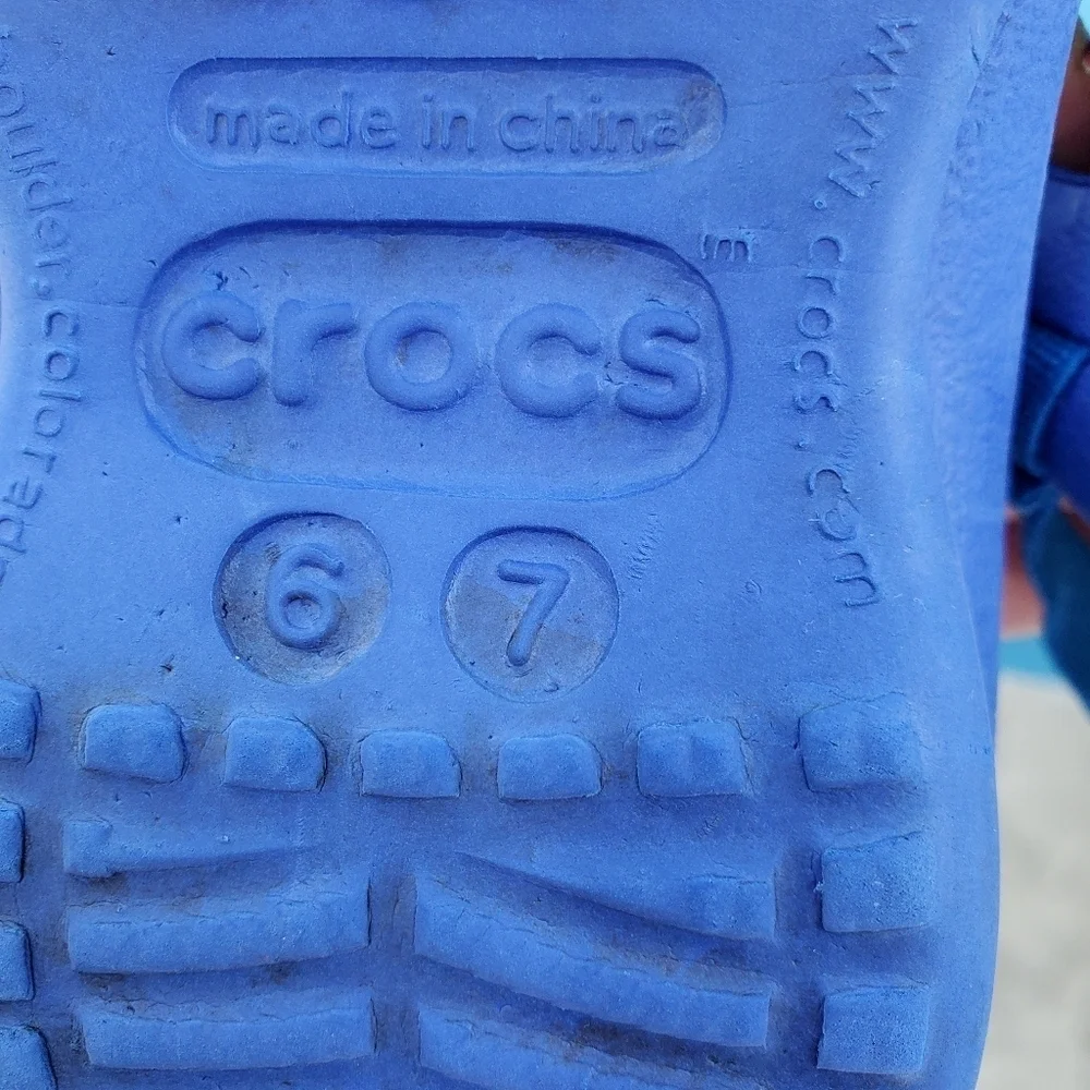 CROCS toddler green and blue sandals 6/7